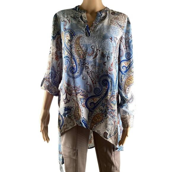 Chicos Paisley Layered high low Tunic women’s sz 0 - Picture 2 of 9